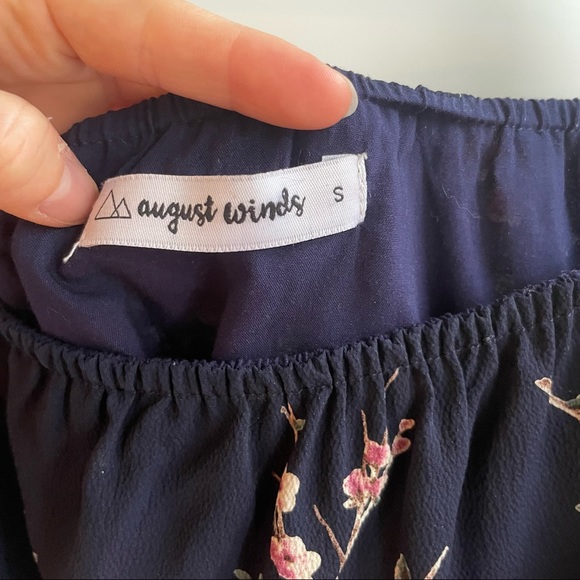 Blue and pink floral off the shoulder top - Picture 4 of 5